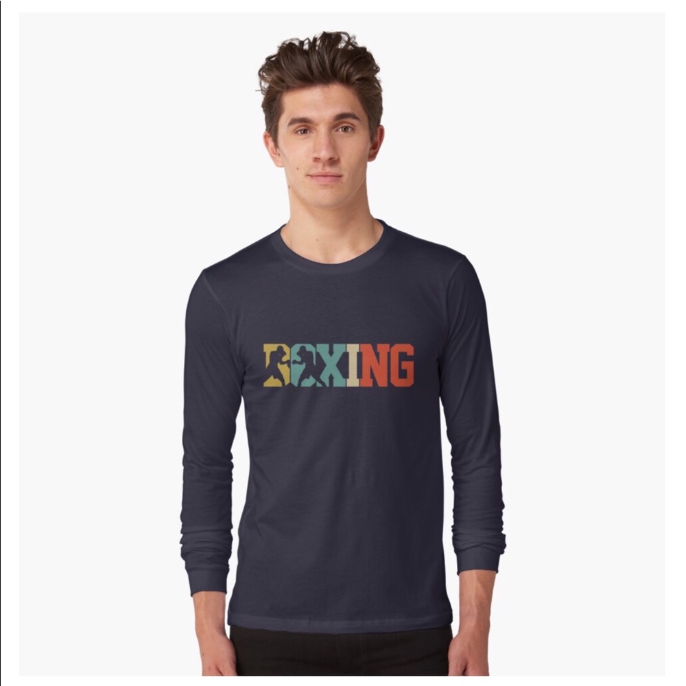 NWOT Navy Blue Long Sleeve Boxing Tee